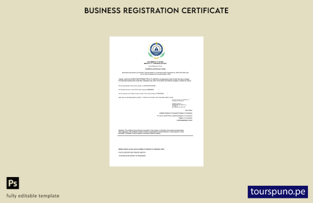 listo para imprimir Plantilla de certificado de registro de Cabo Verde Plantilla